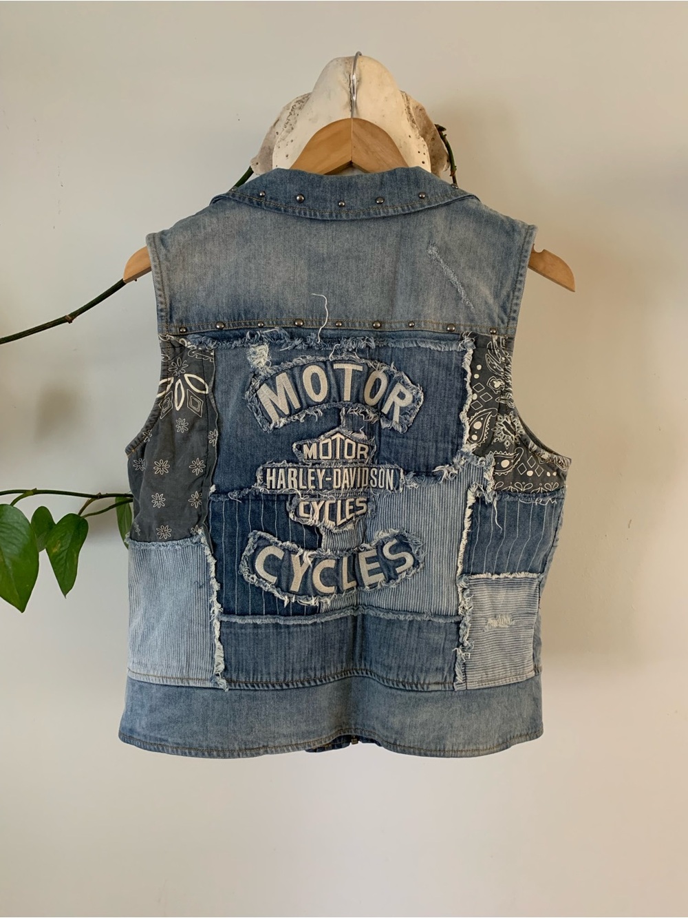 Vintage Harley-Davidson Patchwork Denim Vest